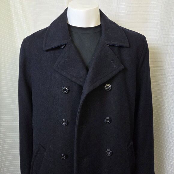 Egara Peacoat Wool Blend Men's L Quilt Lined Very Dark Navy/Black - Picture 3 of 13
